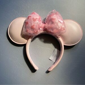 Pink Leather Minnie Mouse Ears Headband